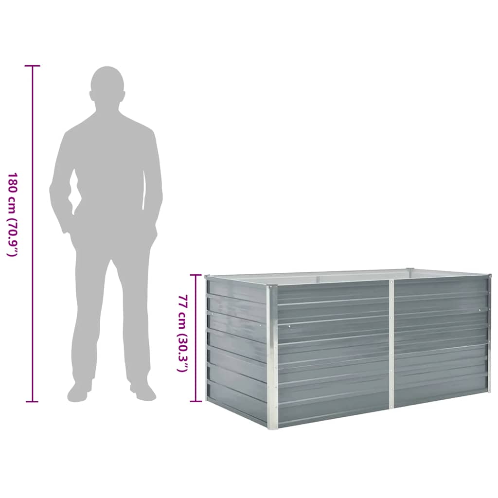 Raised Garden Bed 160x80x77 cm Galvanised Steel Grey