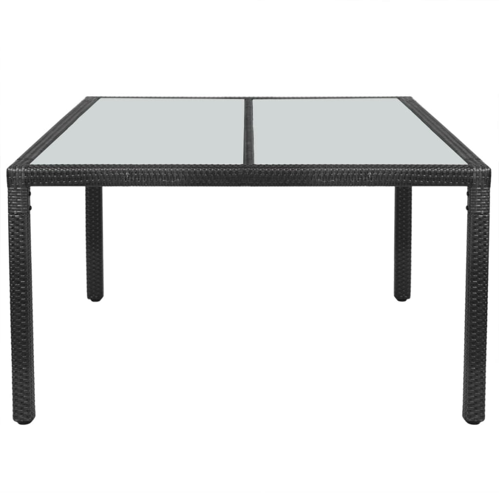 Garden Table Black 150x90x75 cm Poly Rattan
