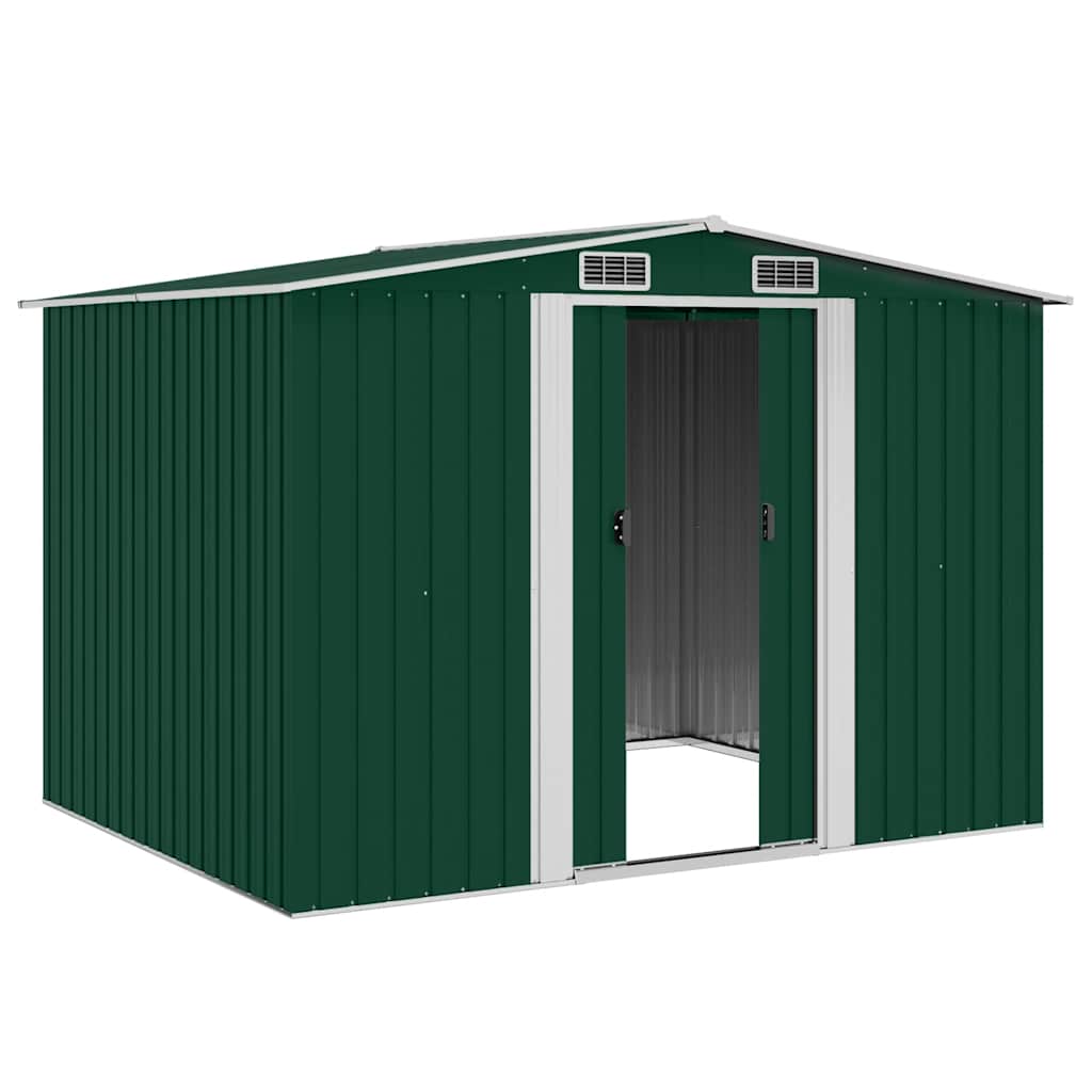 Garden Storage Shed Green Metal 257x205x178 cm
