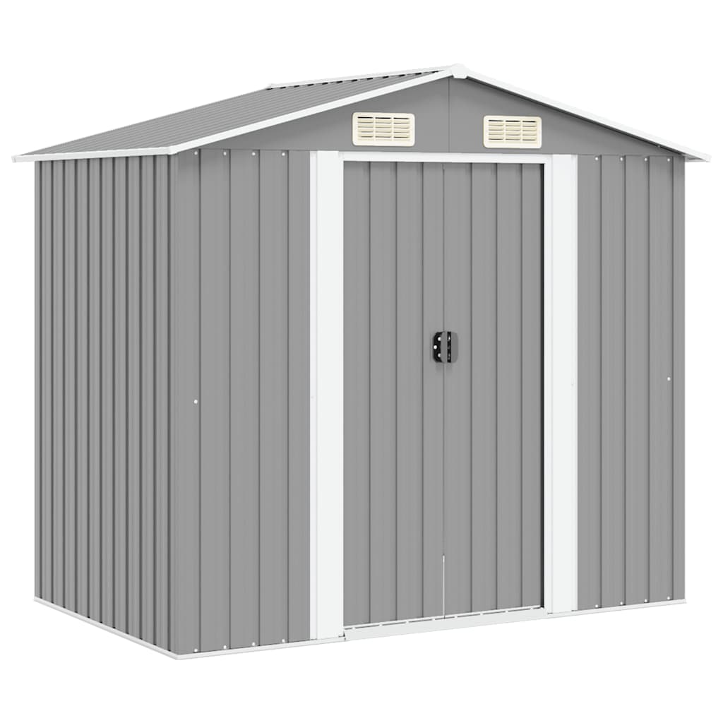 Garden Storage Shed Grey Metal 204x132x186 cm