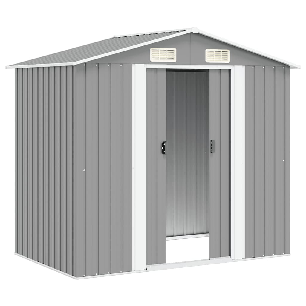 Garden Storage Shed Grey Metal 204x132x186 cm