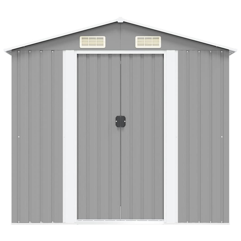 Garden Storage Shed Grey Metal 204x132x186 cm