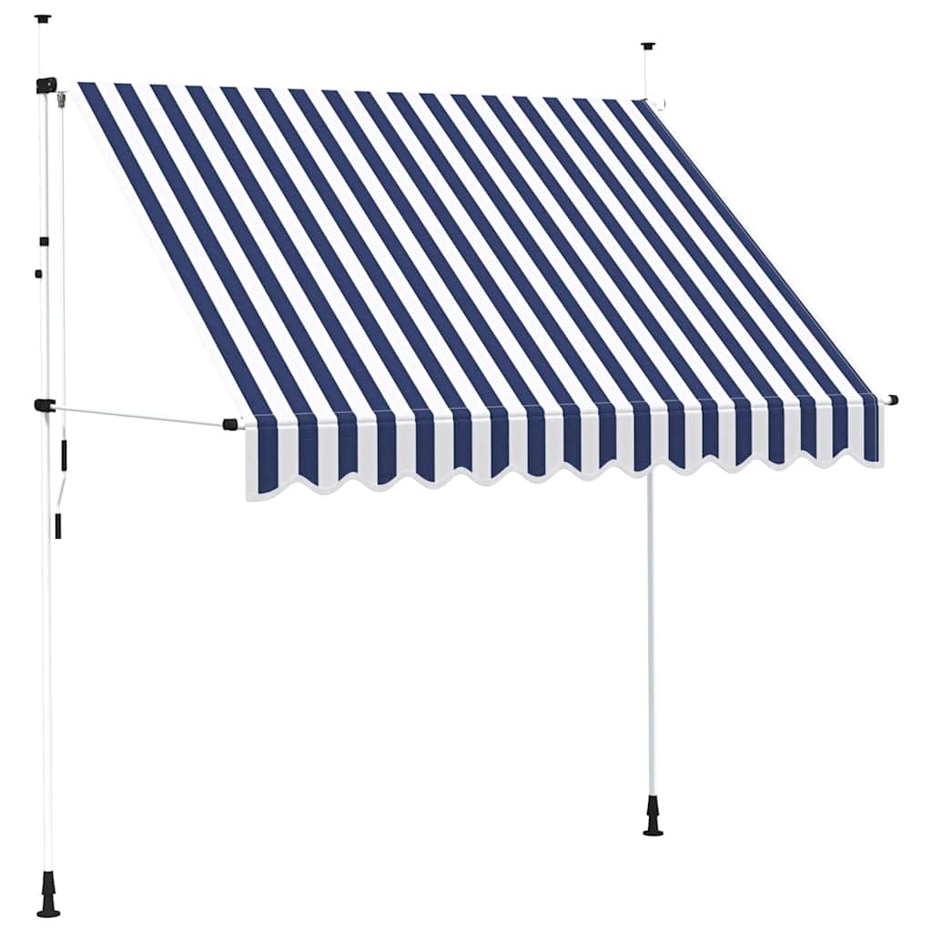 Manual Retractable Awning 250 cm Blue and White Stripes