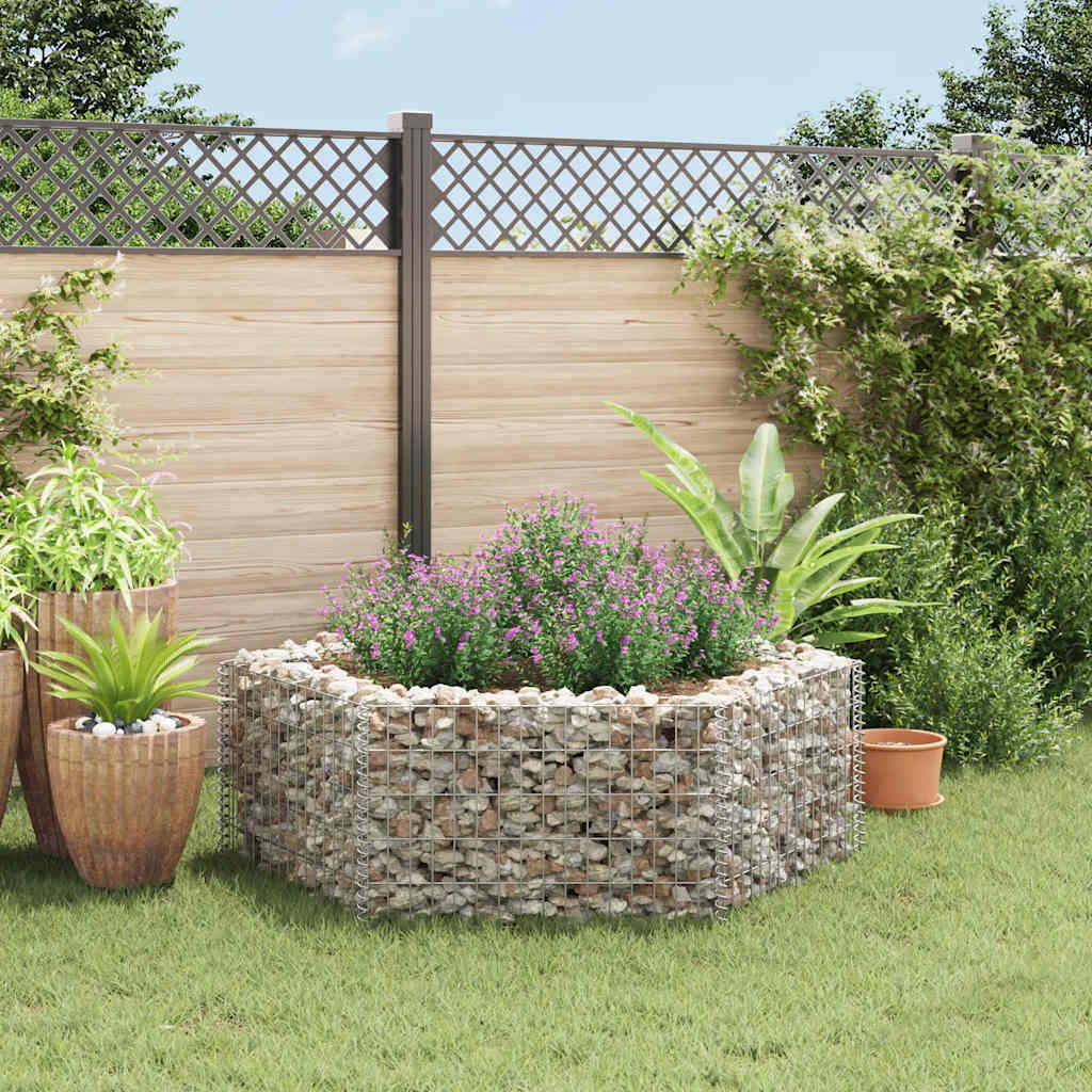Hexagonal Gabion Raised Bed 160x140x50 cm