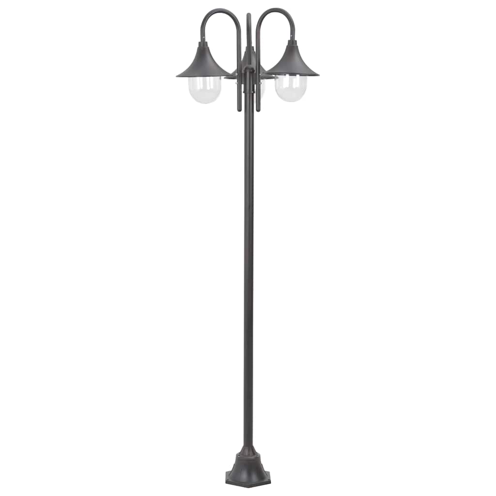 Garden Post Light E27 220 cm Aluminium 3-Lantern Bronze