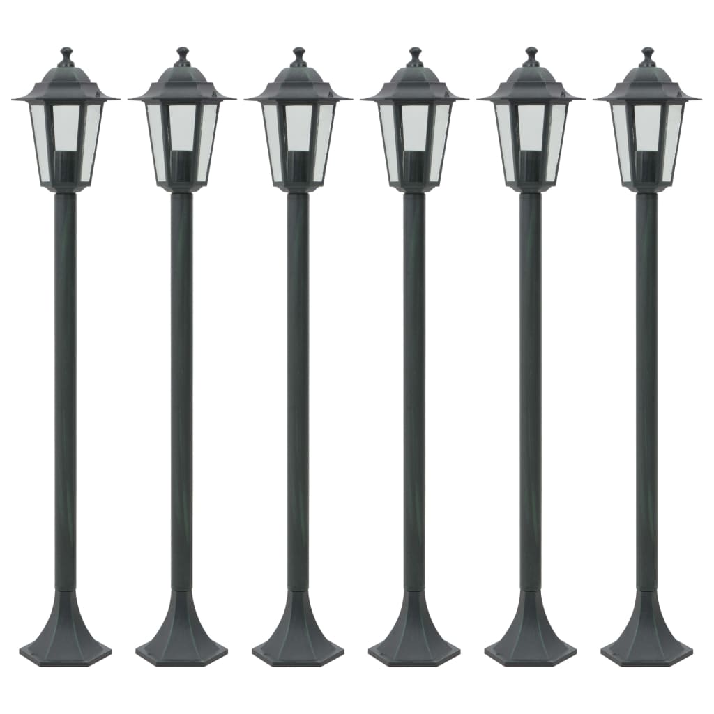 Garden Post Lights 6 pcs E27 110 cm Aluminium Dark Green