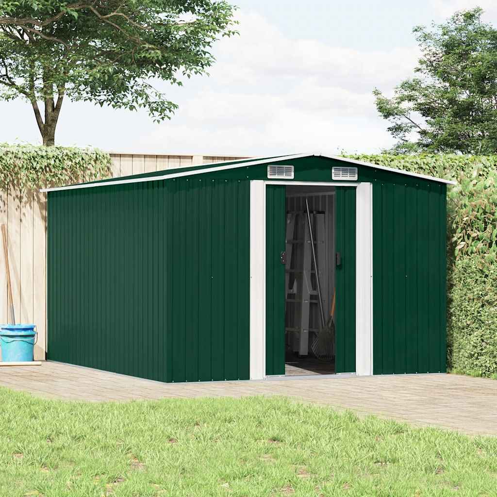 Garden Shed 257x298x178 cm Metal Green