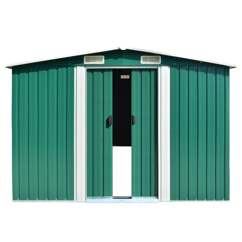 Garden Shed 257x298x178 cm Metal Green
