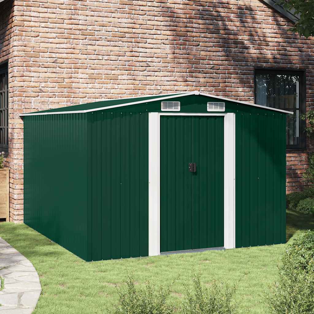 Garden Shed 257x298x178 cm Metal Green