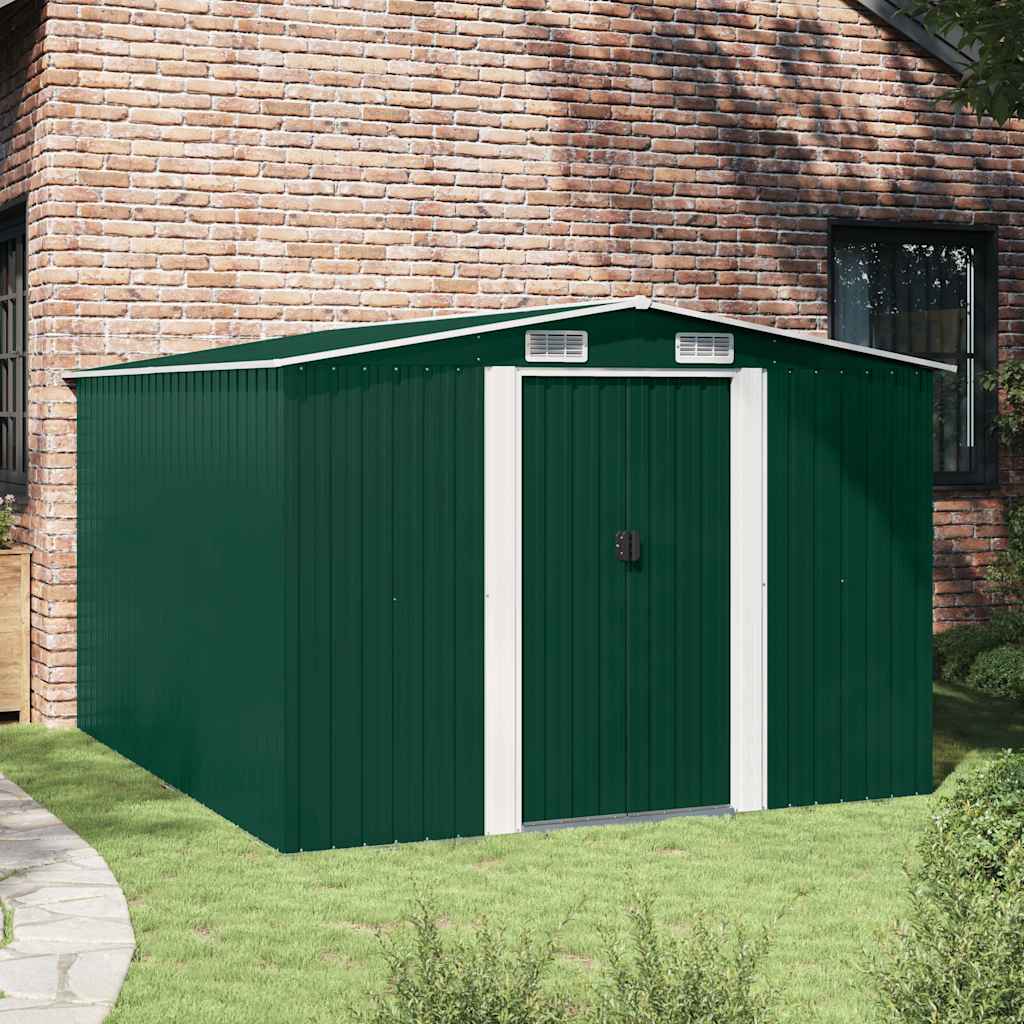 Garden Shed 257x298x178 cm Metal Green