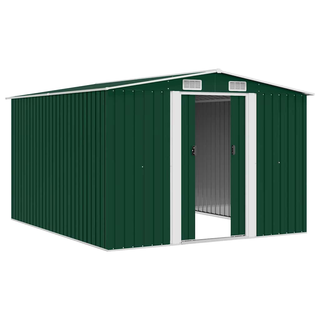Garden Shed 257x298x178 cm Metal Green