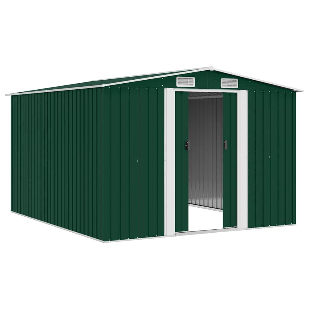 Garden Shed 257x298x178 cm Metal Green