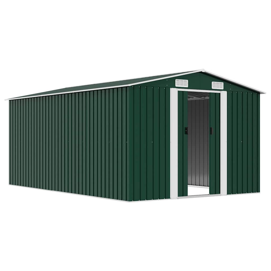 Garden Shed 257x392x181 cm Metal Green