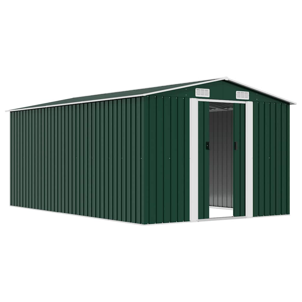 Garden Shed 257x392x181 cm Metal Green