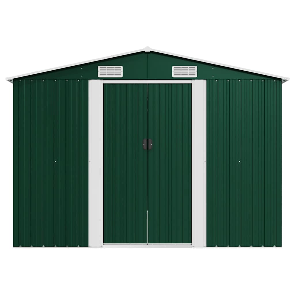 Garden Shed 257x392x181 cm Metal Green