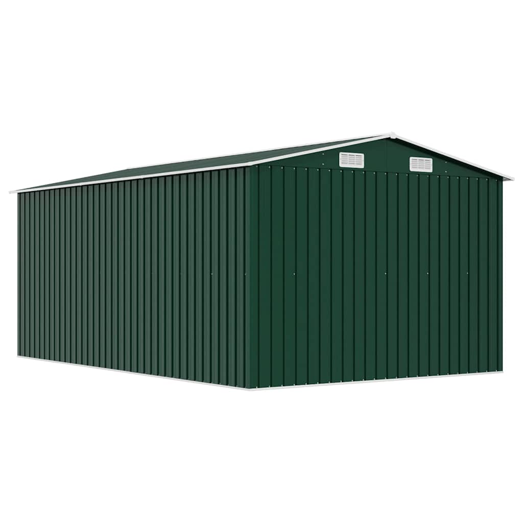 Garden Shed 257x392x181 cm Metal Green