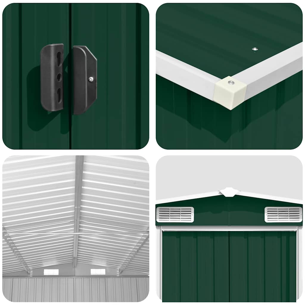 Garden Shed 257x392x181 cm Metal Green