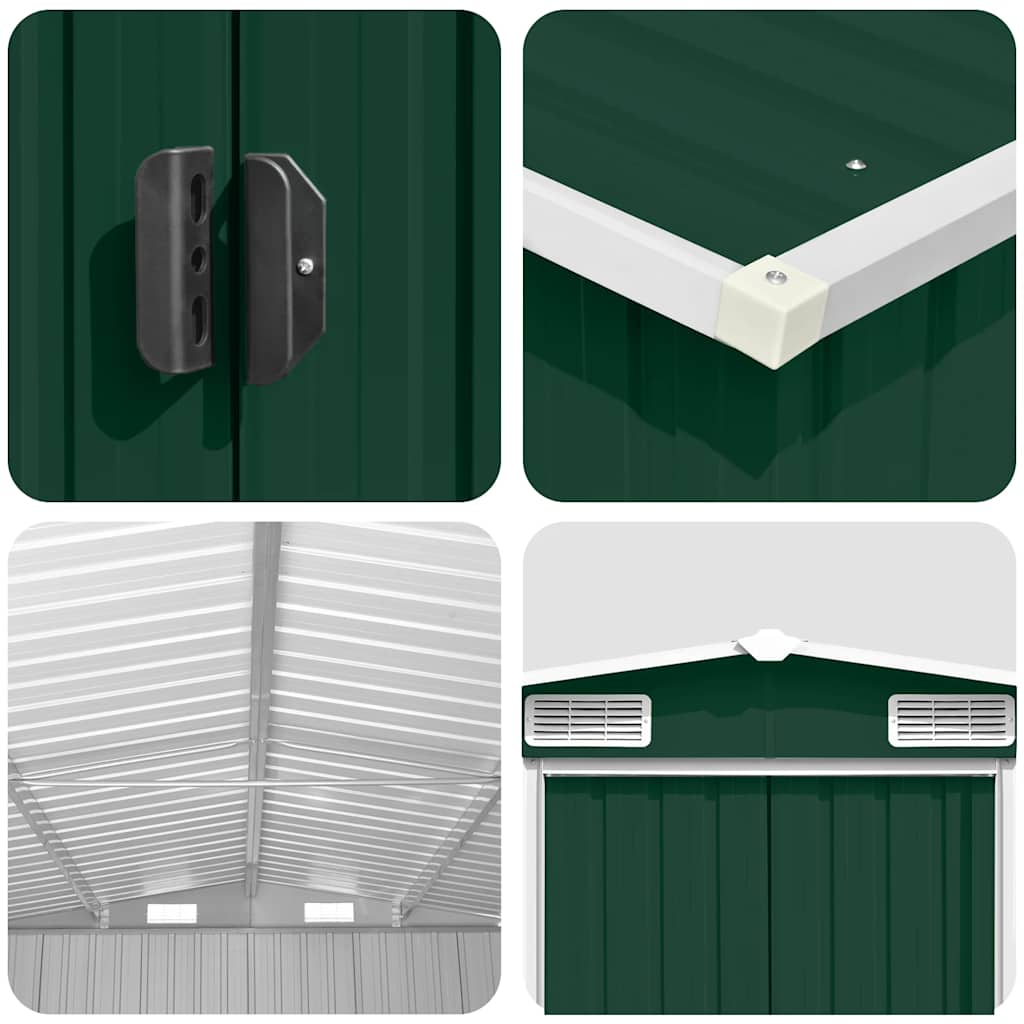 Garden Shed 257x392x181 cm Metal Green
