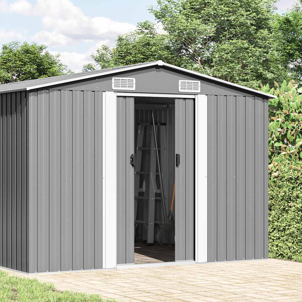 Garden Shed 257x392x181 cm Metal Grey