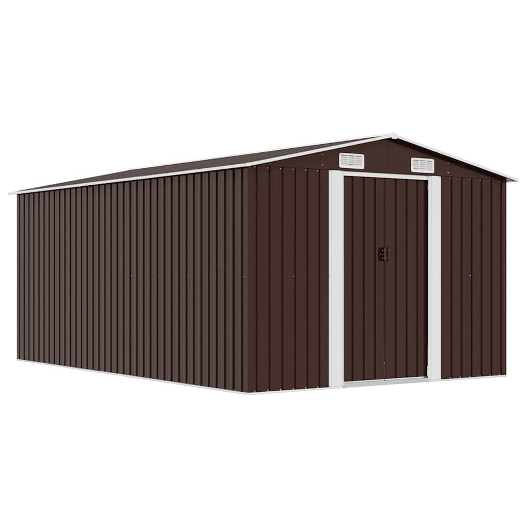 Garden Shed 257x392x181 cm Metal Brown