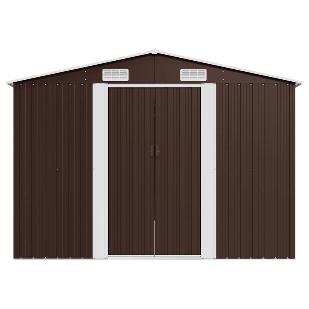 Garden Shed 257x392x181 cm Metal Brown