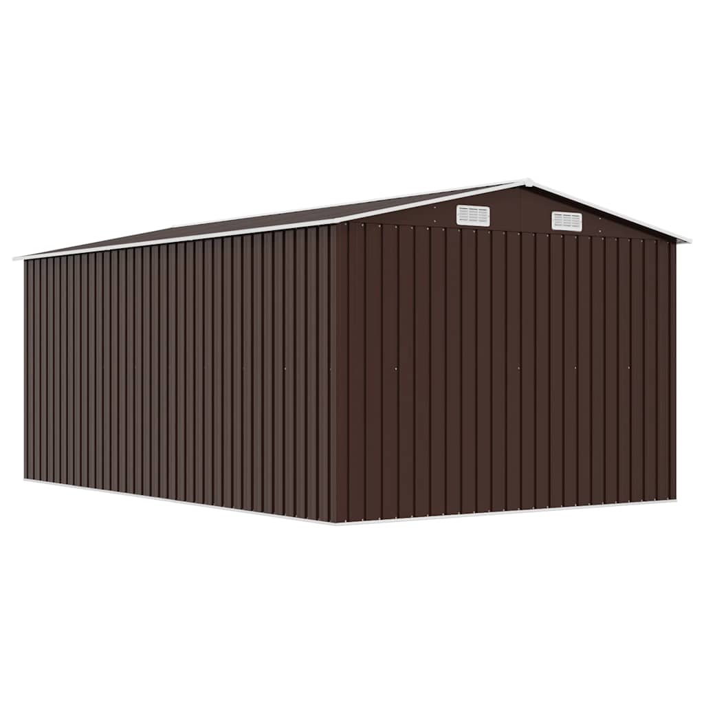 Garden Shed 257x392x181 cm Metal Brown