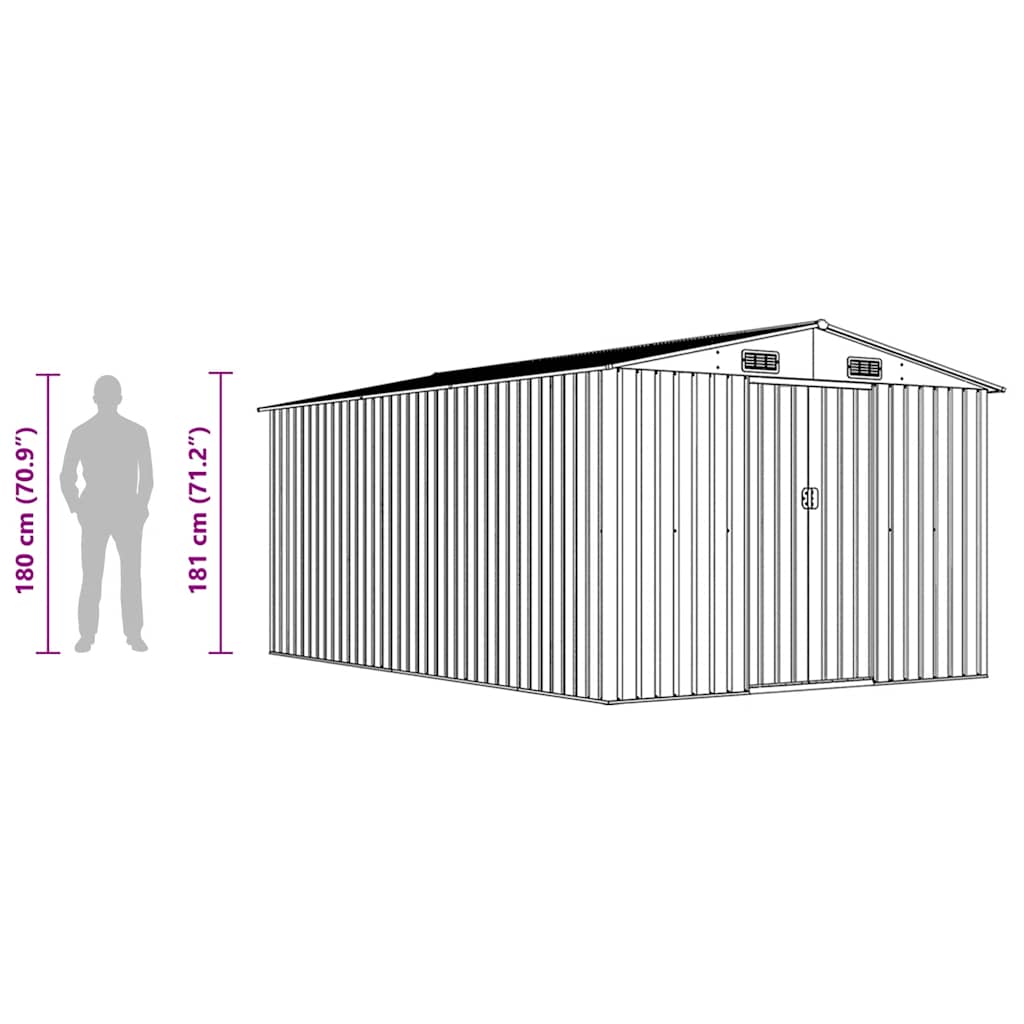 Garden Shed 257x392x181 cm Metal Brown