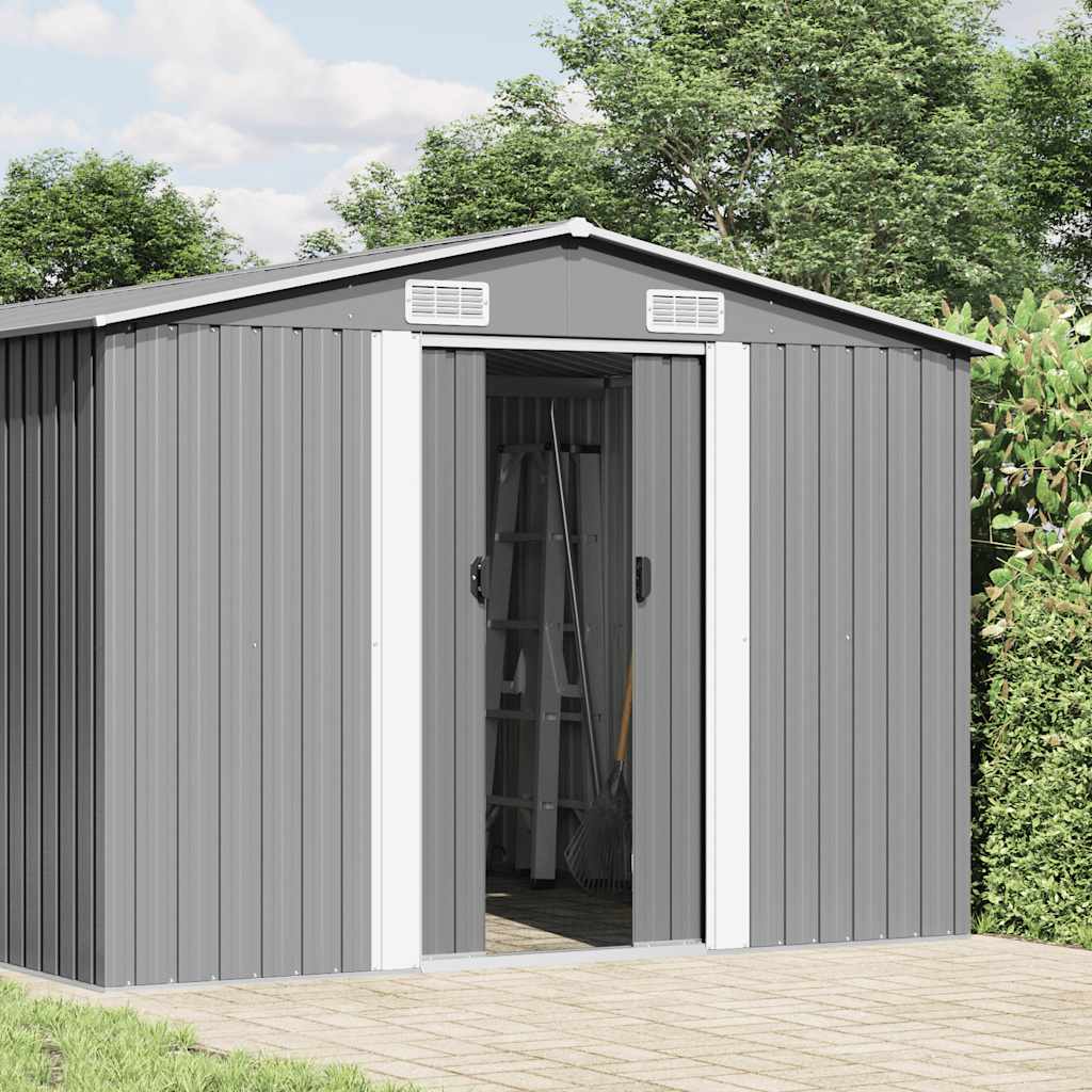 Garden Shed 257x489x181 cm Metal Grey