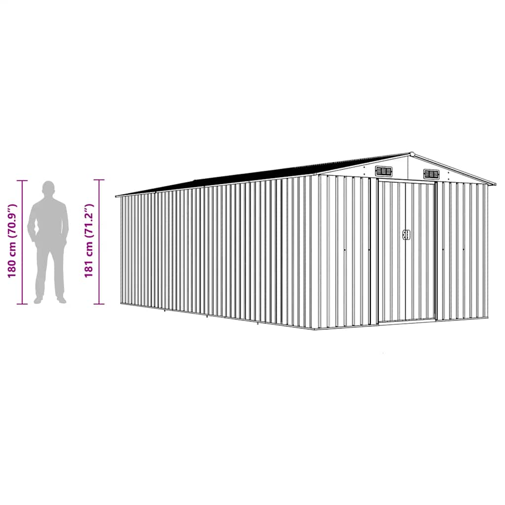 Garden Shed 257x489x181 cm Metal Anthracite