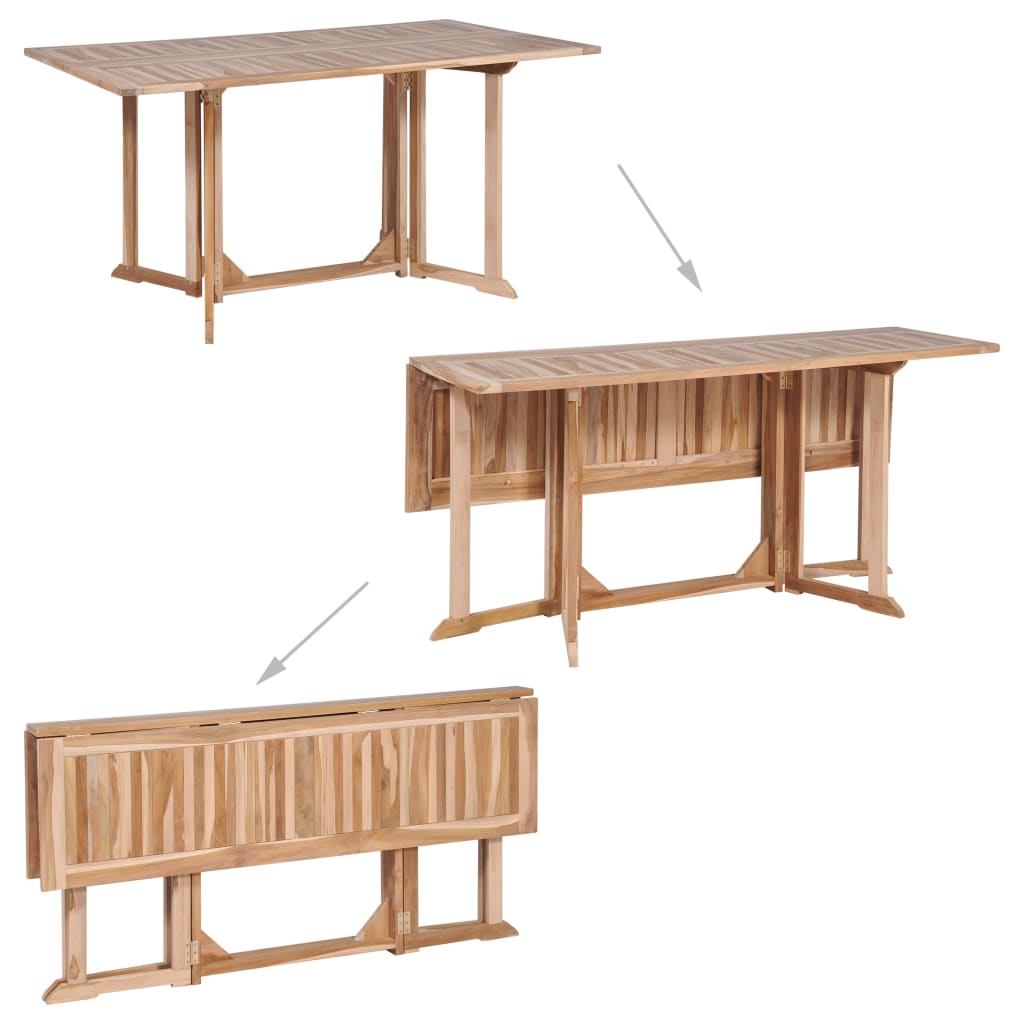 7 Piece Folding Outdoor Dining Set Solid Teak Wood