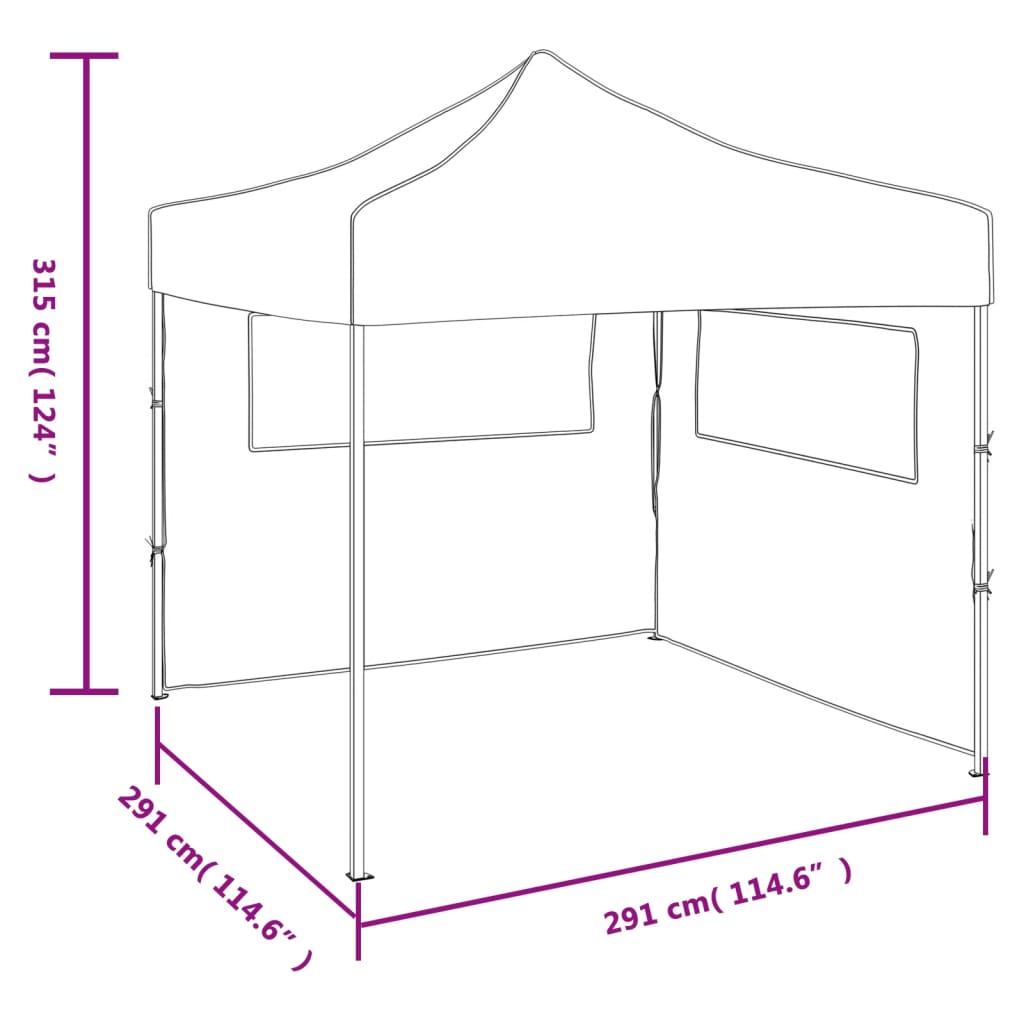 Foldable Party Tent Pop-Up with 2 Sidewalls 3x3 m Anthracite