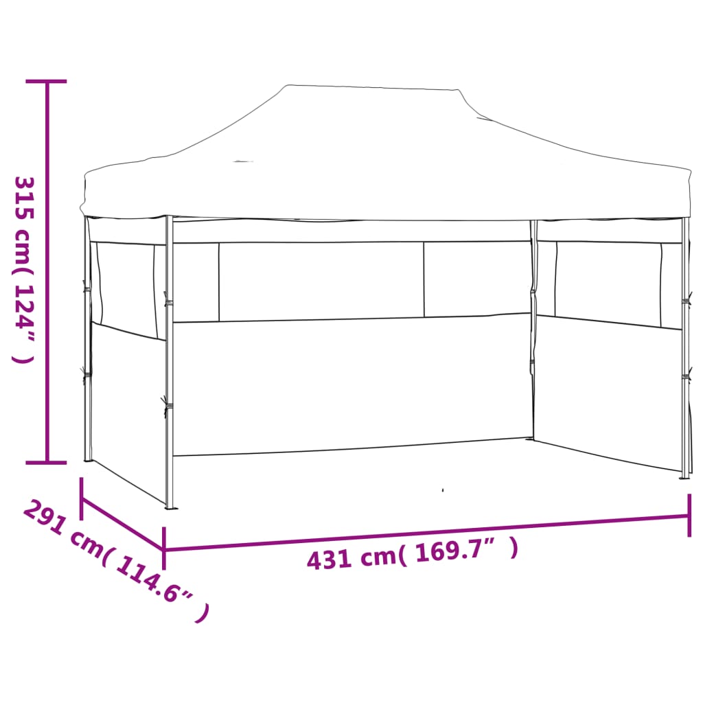Foldable Tent with 3 Walls 431x291x315 cm Anthracite