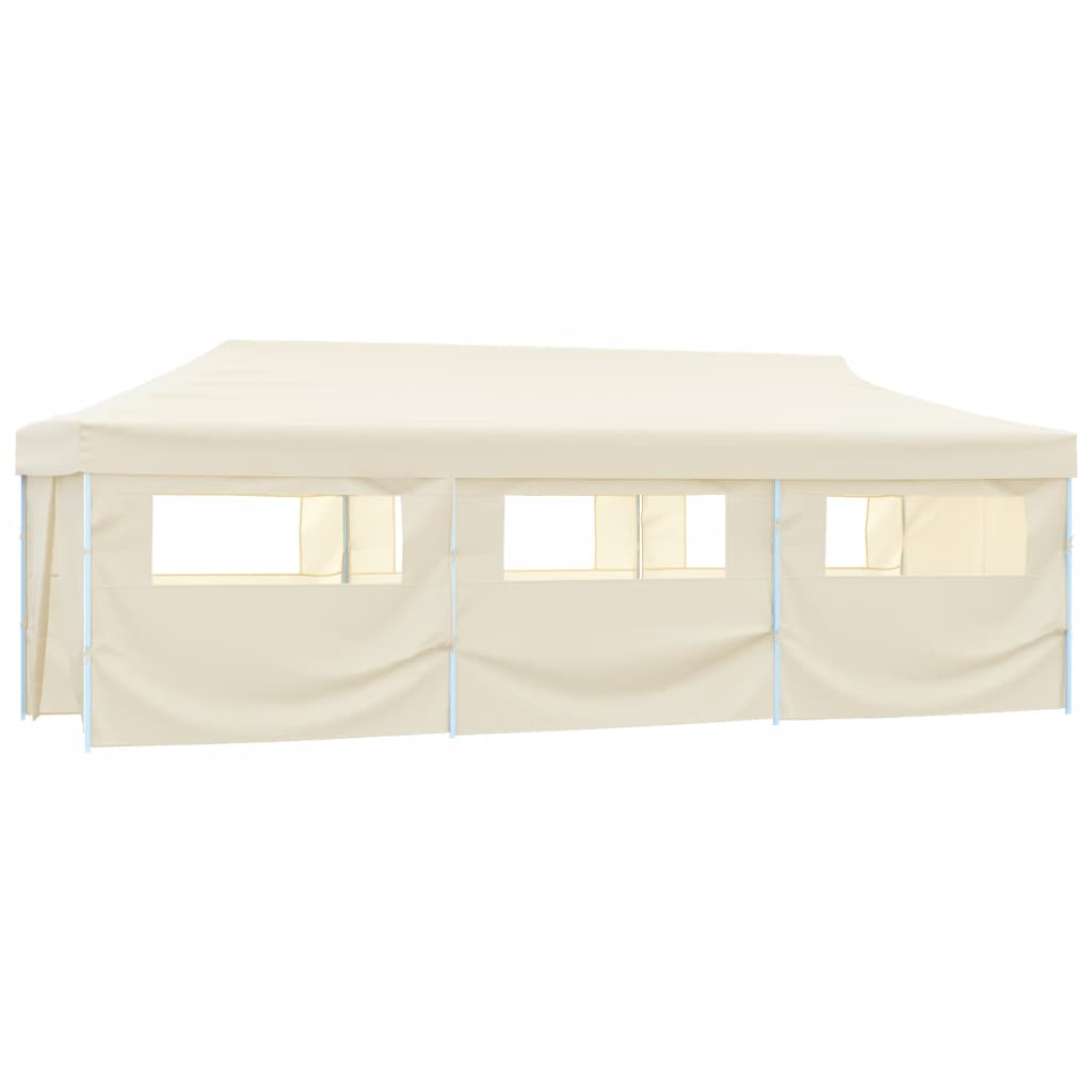 Folding Pop-up Party Tent with 8 Sidewalls 870x291x315 cm Cream