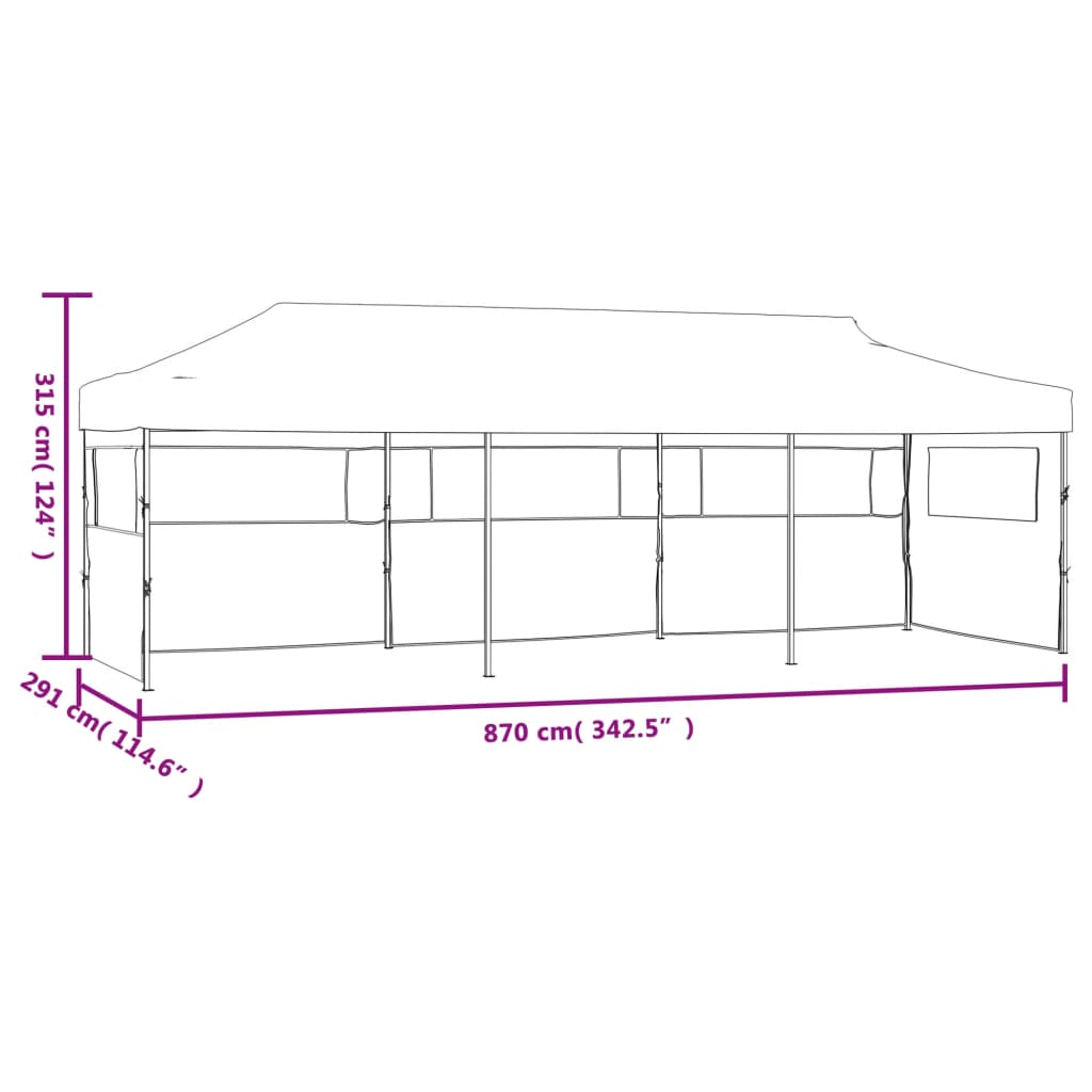 Folding Pop-up Party Tent with 5 Sidewalls 870x291x315 cm Anthracite