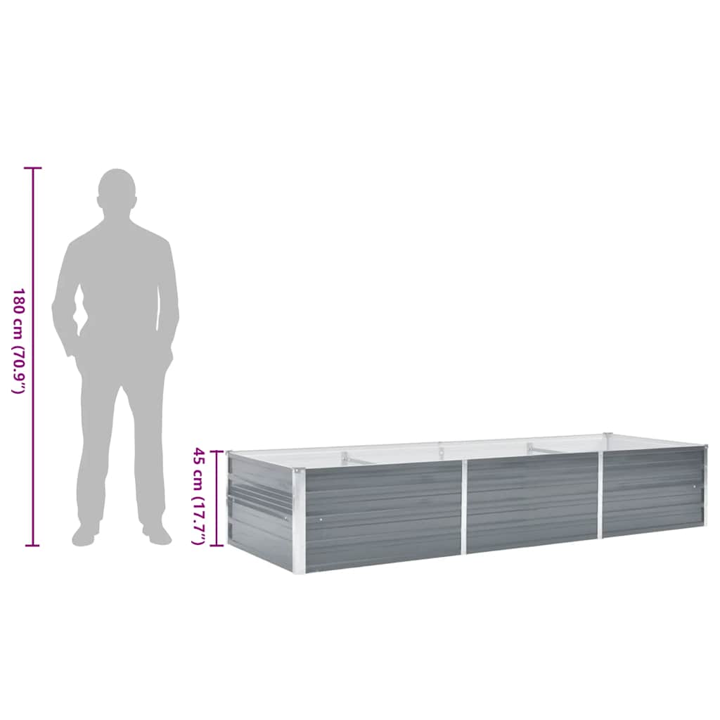 Garden Raised Bed Galvanised Steel 240x80x45 cm Grey