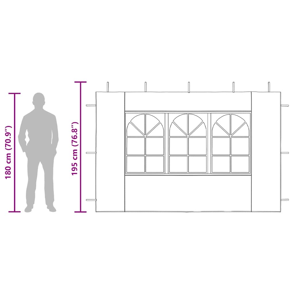 Party Tent Sidewall 2 pcs with Window PE Anthracite