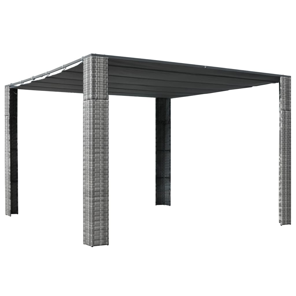 Gazebo with Roof Poly Rattan 300x300x220 cm Grey and Anthracite