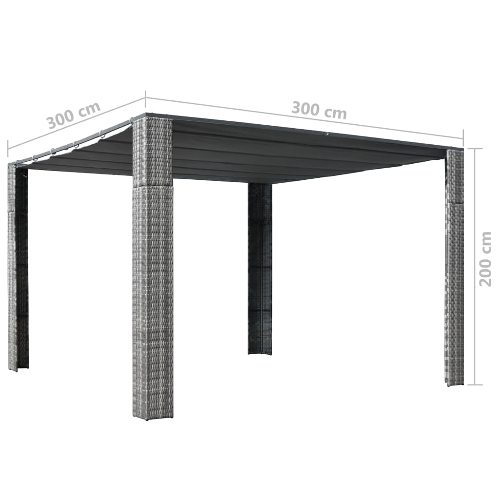 Gazebo with Roof Poly Rattan 300x300x220 cm Grey and Anthracite