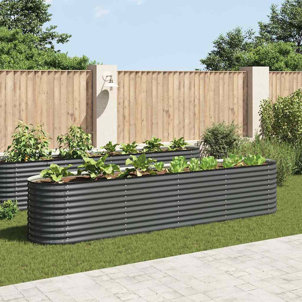 Garden Raised Bed 400x80x81 cm Galvanised Steel Grey