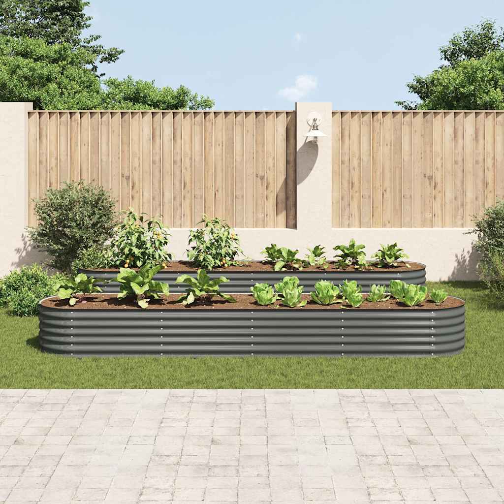 Garden Raised Bed 400x80x44 cm Galvanised Steel Grey