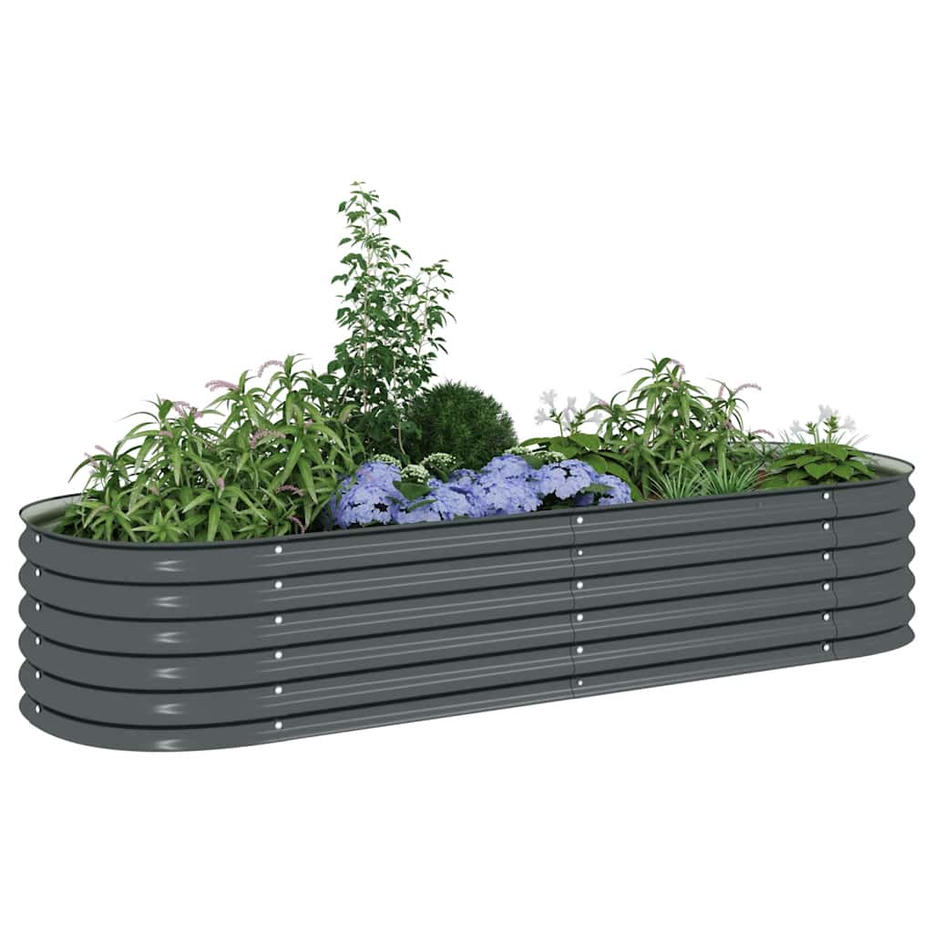 Garden Raised Bed 240x80x44 cm Galvanised Steel Grey
