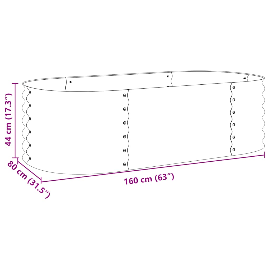 Garden Raised Bed 160x80x44 cm Galvanised Steel Grey