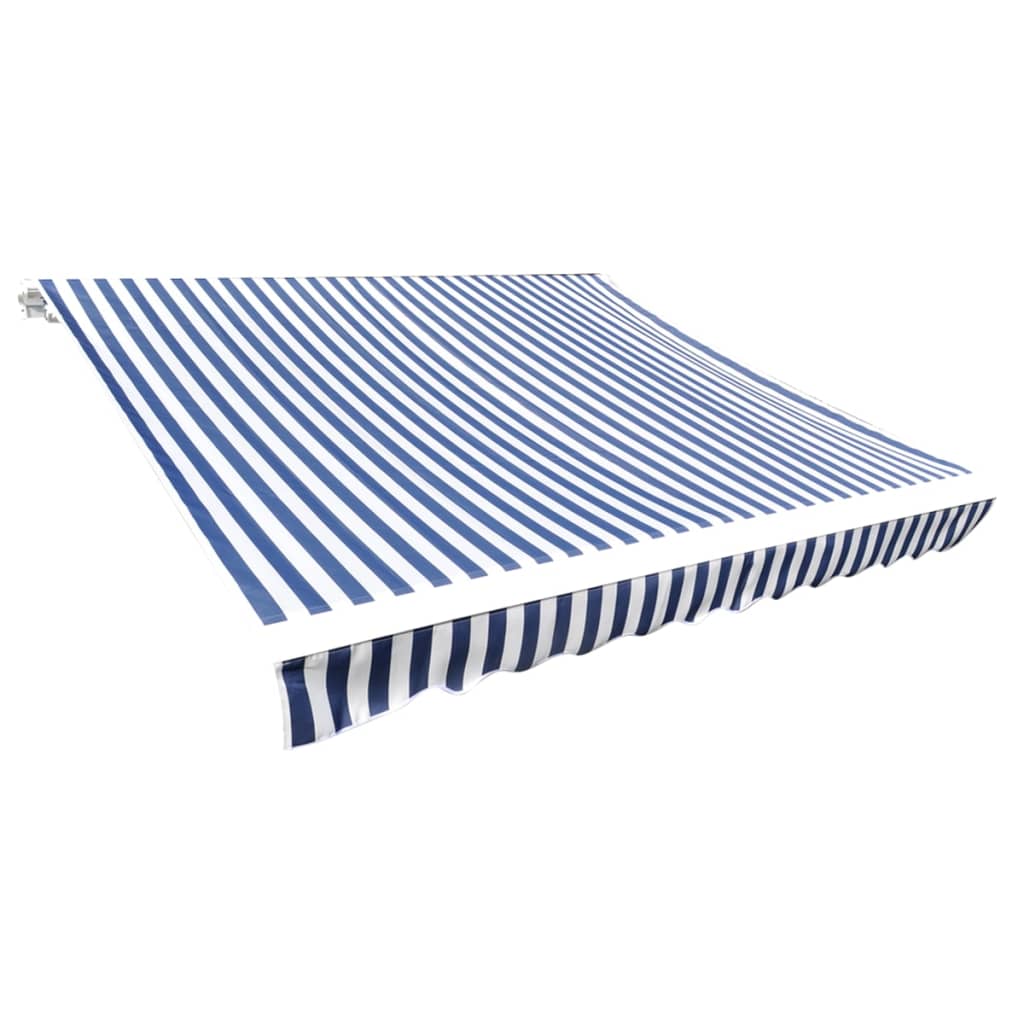 Awning Top Sunshade Canvas Blue & White 4 x 3 m