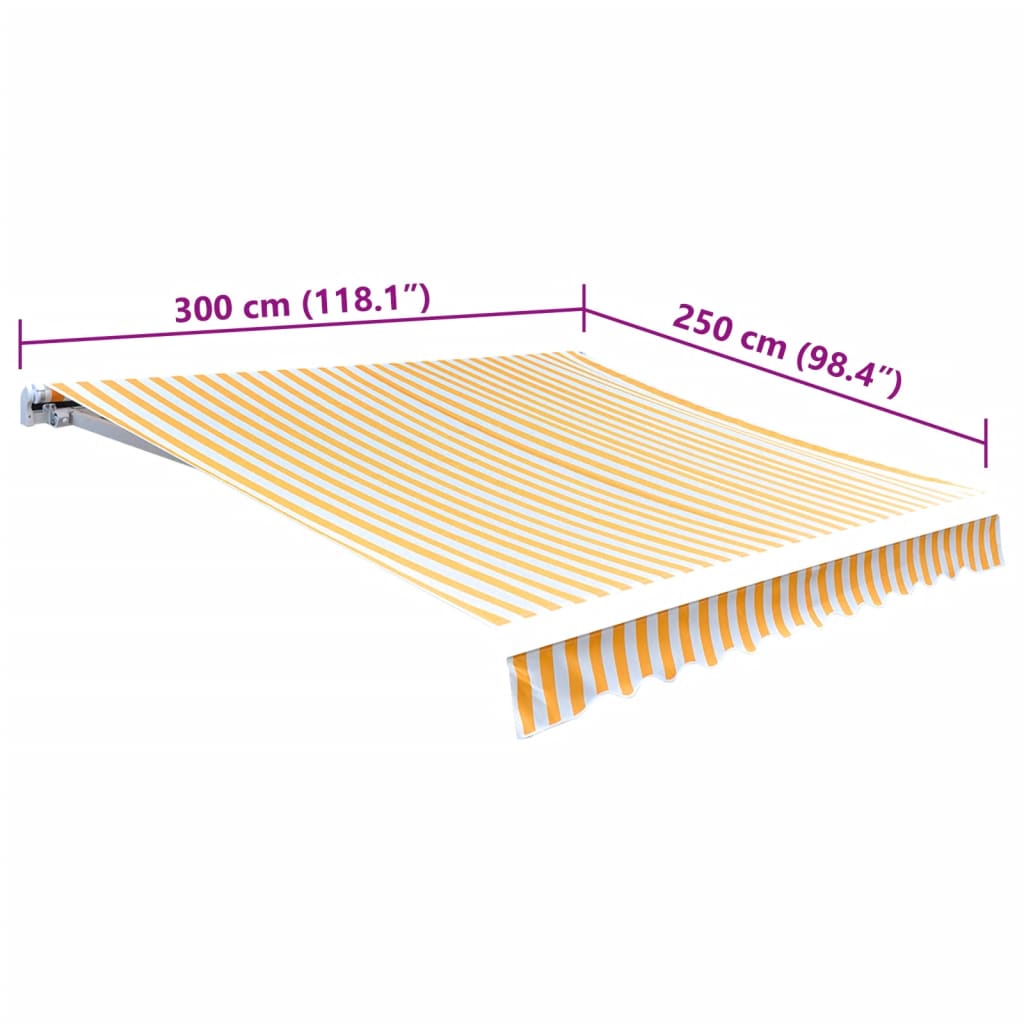 Awning Top Sunshade Canvas Sunflower Yellow & White 3x2.5m