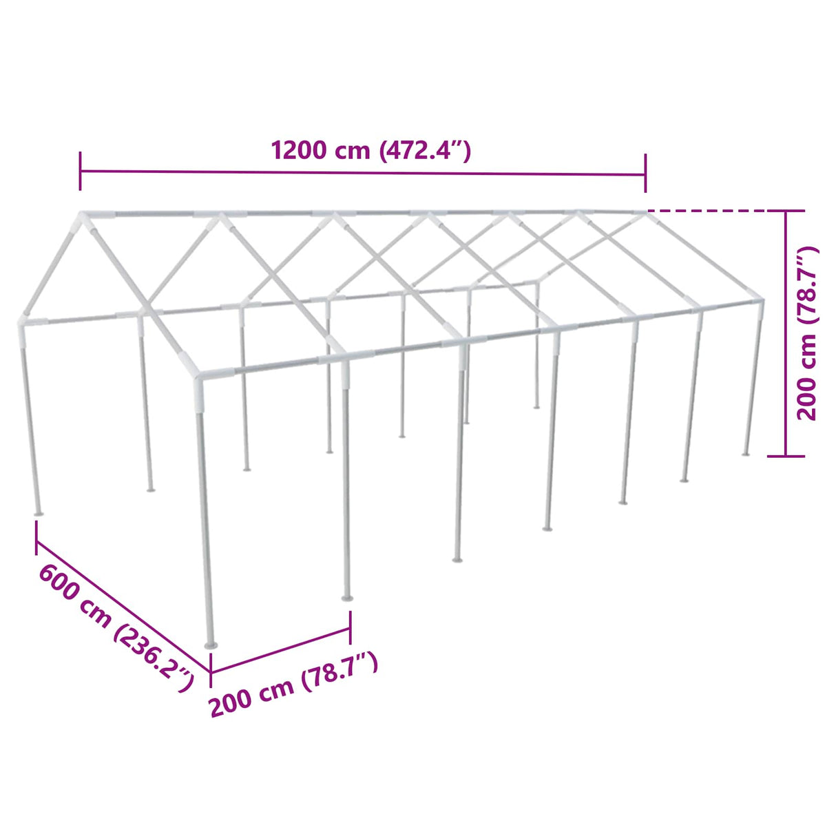 Tent Fabric without Frame White 12 x 6 m PE