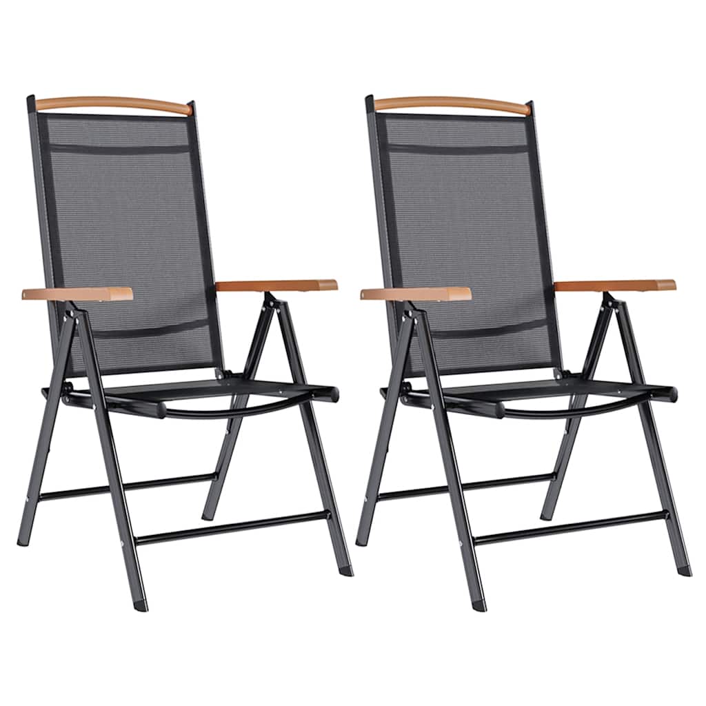 Folding Garden Chairs 2 pcs Aluminium and Textilene Black
