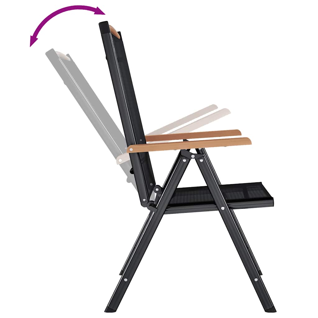 Folding Garden Chairs 4 pcs Aluminium and Textilene Black