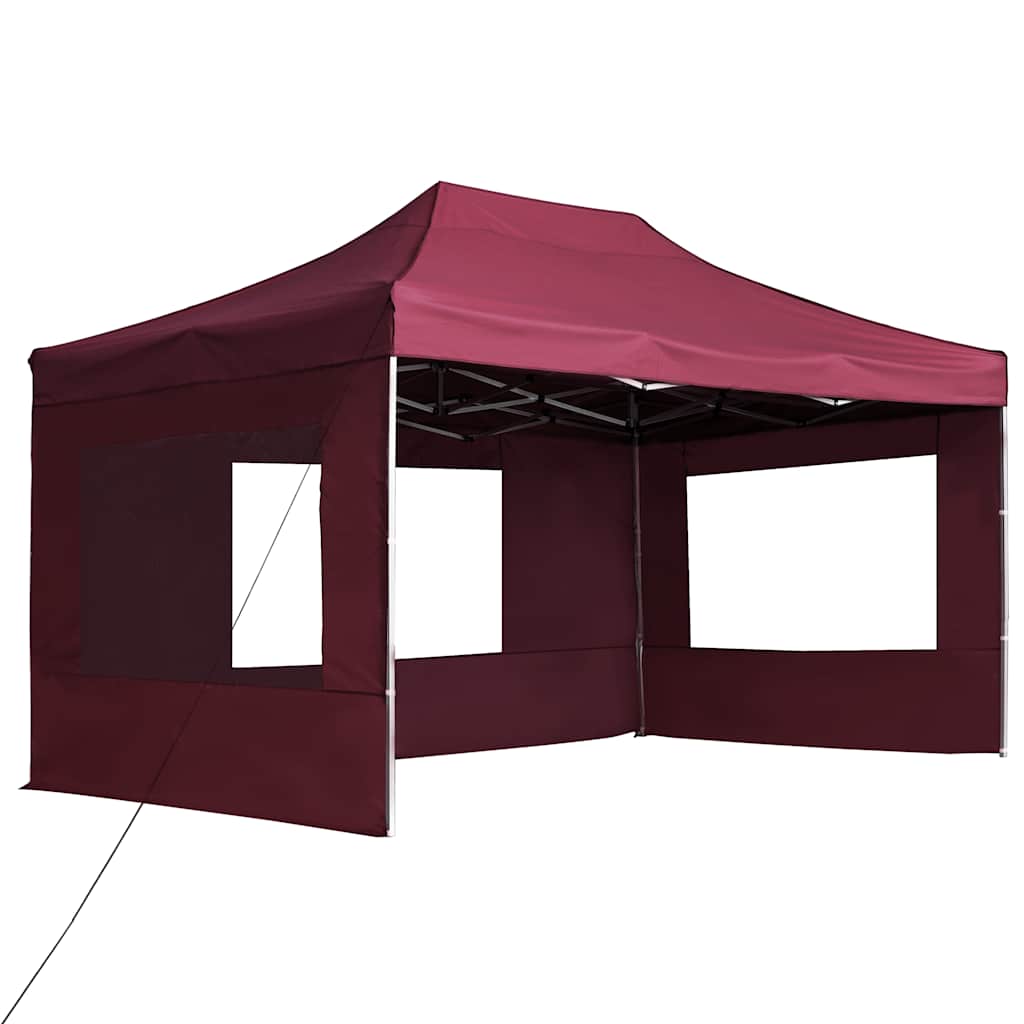 Professional Folding Party Tent with Walls Aluminium 4.5x3 m Wine Red
