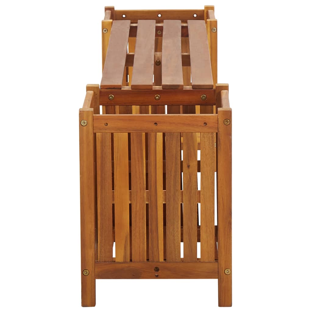 Garden Bench with 2 Planters 150x30x40 cm Solid Acacia Wood