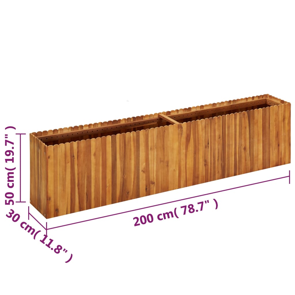 Garden Raised Bed 200x30x50 cm Solid Acacia Wood